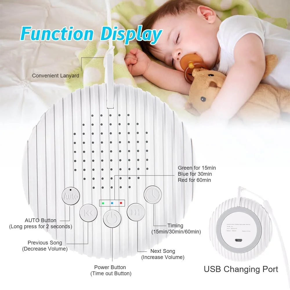 , Portable Sleep Sound Machine,Mini Sound Machine Rechargeable, Baby Sleep Machine with 10 Soothing Nature Sounds & 3 Timer for Baby Adult Office