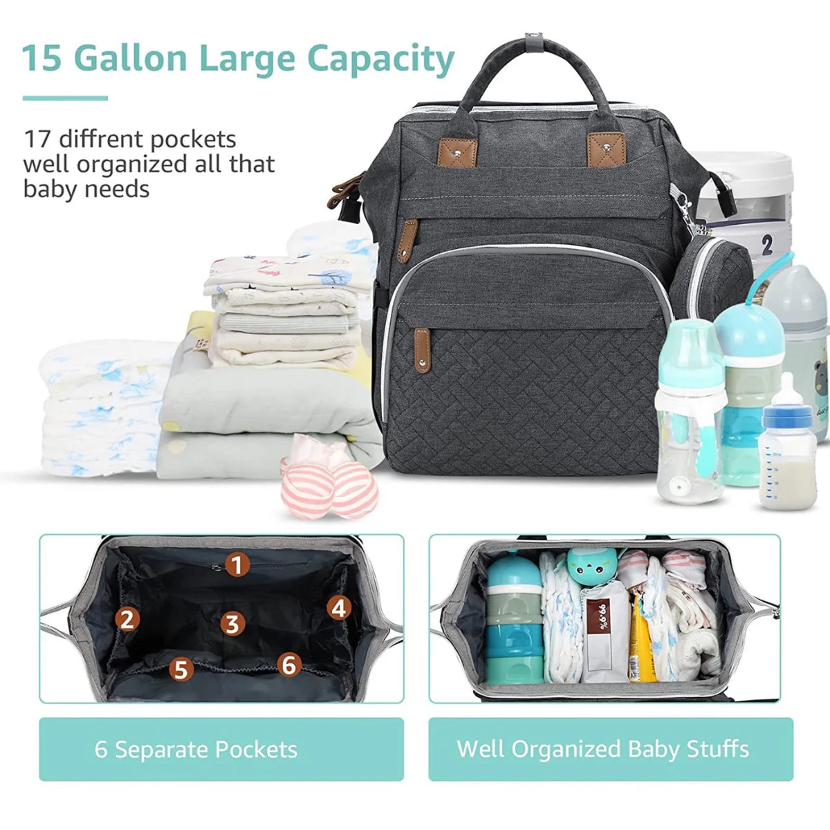 Little Essentials™Diaper Bag Backpack with Portable Diaper Pad