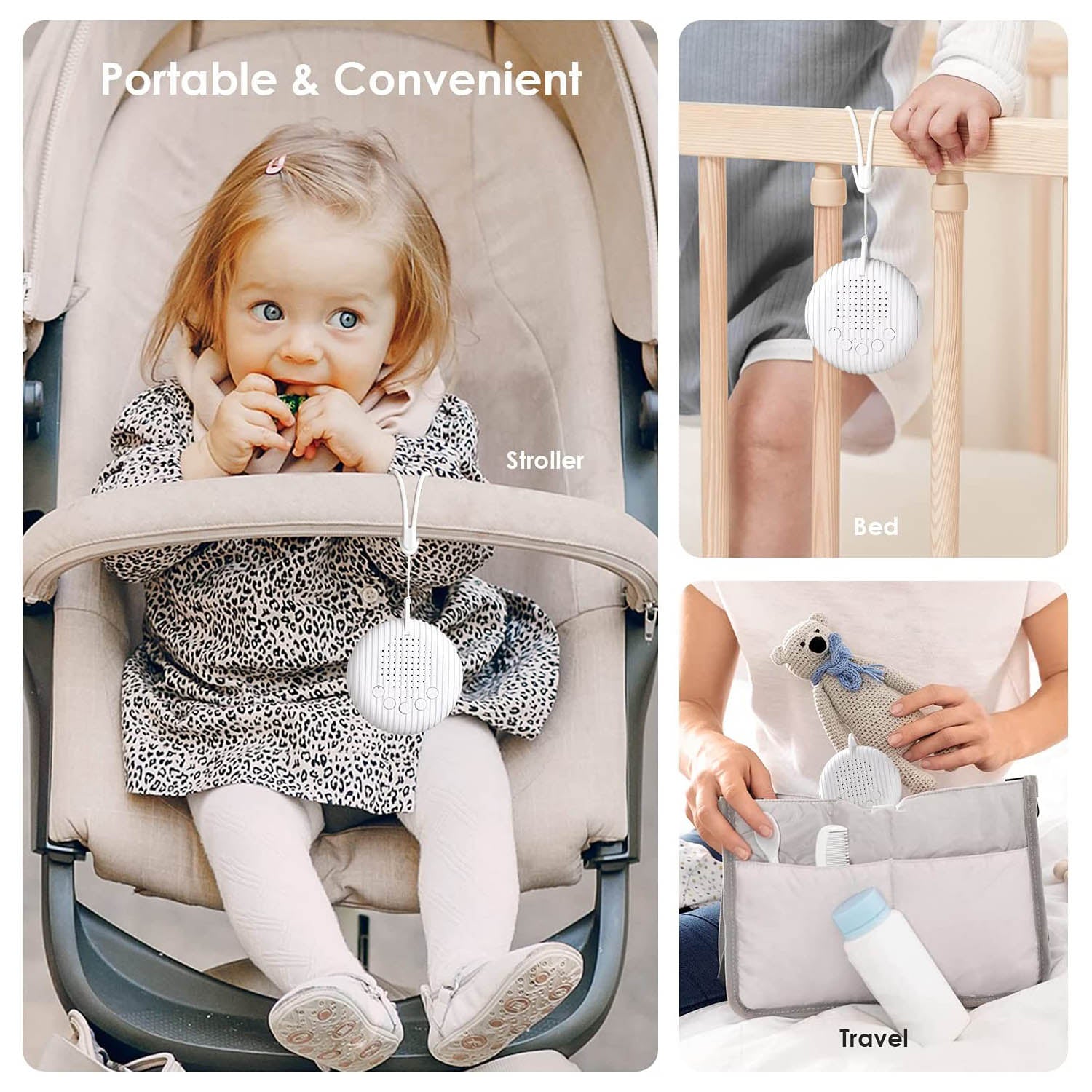 , Portable Sleep Sound Machine,Mini Sound Machine Rechargeable, Baby Sleep Machine with 10 Soothing Nature Sounds & 3 Timer for Baby Adult Office