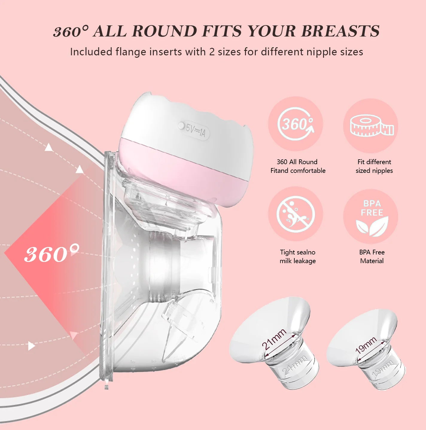 ComfortFit™Breast Pump, Hands Free Portable Electric with 4 Modes & 12 Levels