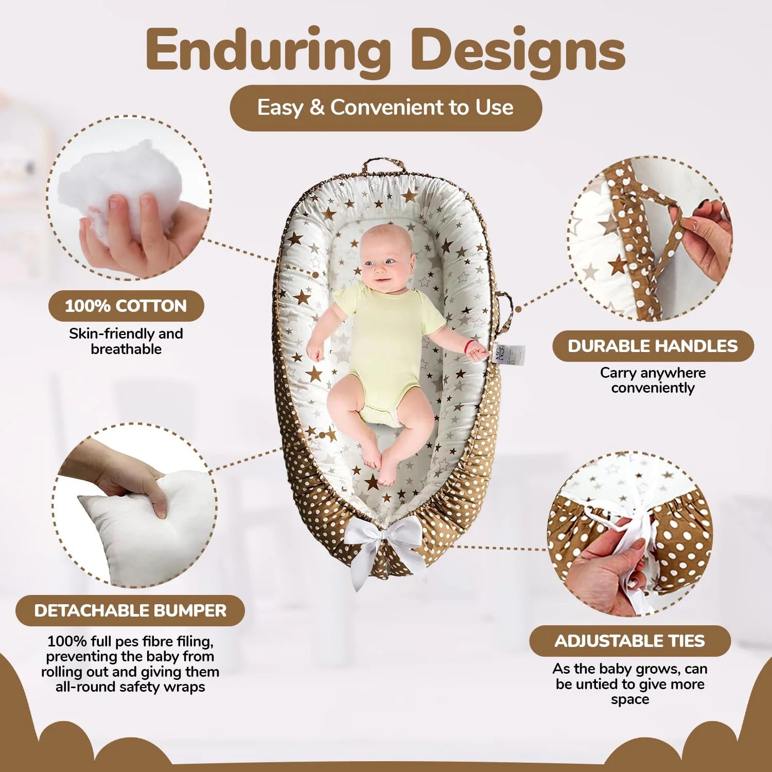 Soft Start™Baby Lounger - Newborn 0-24 Months – 100% Cotton 