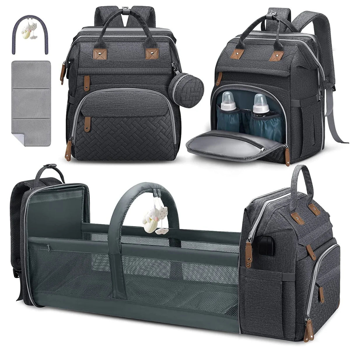 Little Essentials™Diaper Bag Backpack with Portable Diaper Pad