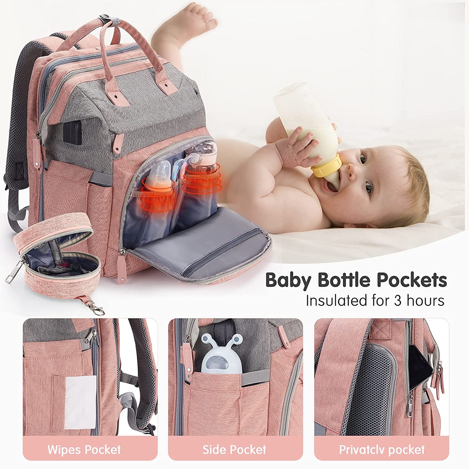 Little Essentials™Diaper Bag Backpack with Portable Diaper Pad