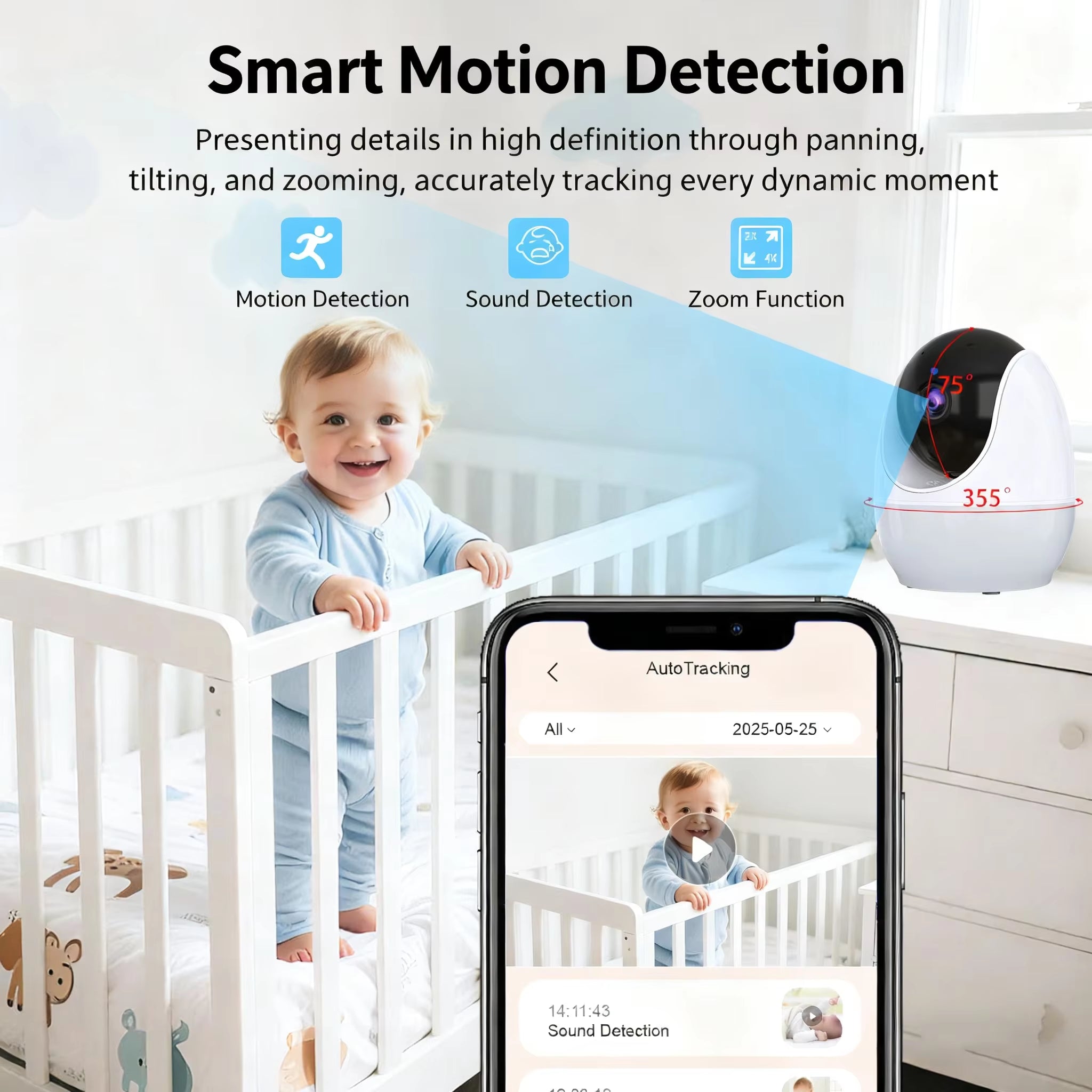 Peaceful Watch™4.3-Inch Baby Video Monitor with 4X Zoom Camera Motion/Sound Detection 