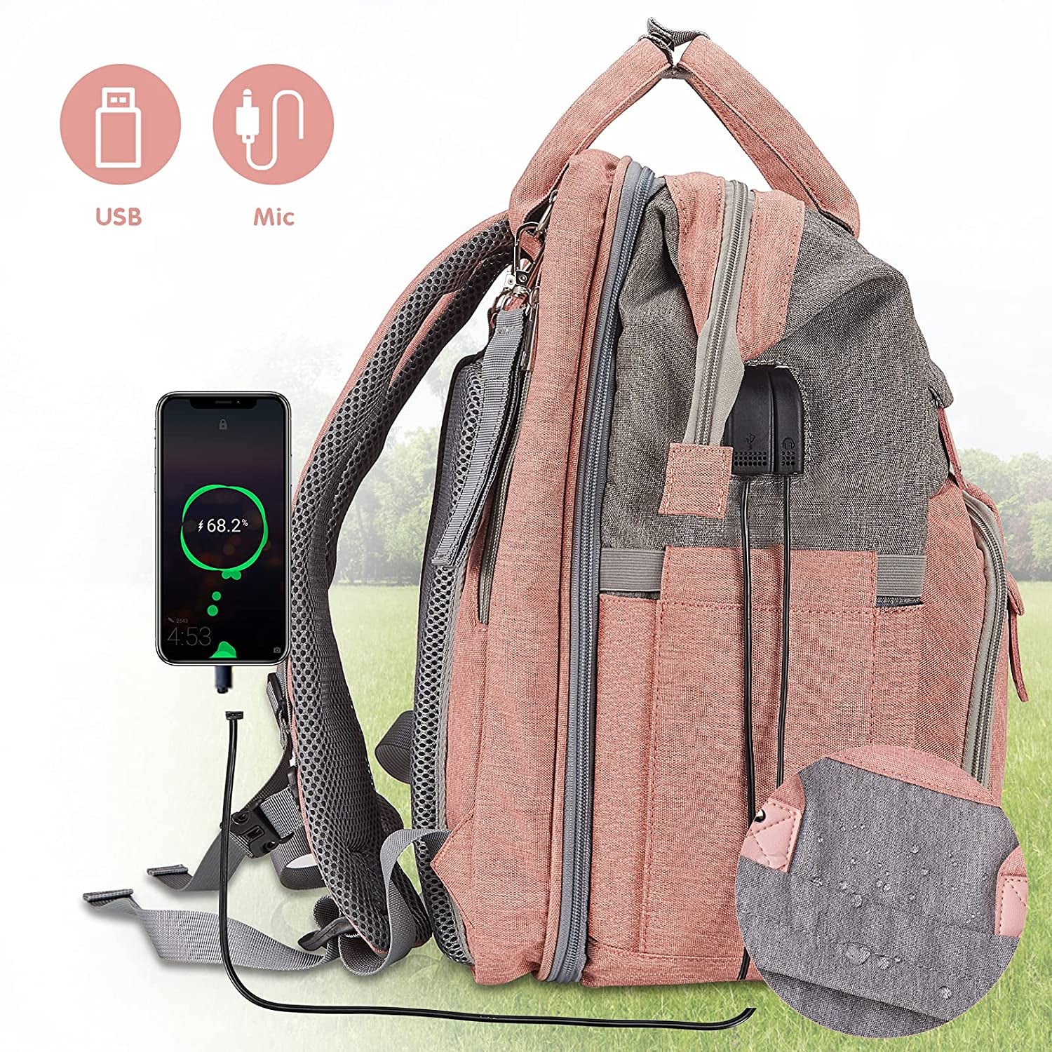 Little Essentials™Diaper Bag Backpack with Portable Diaper Pad